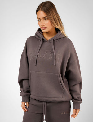 Kaiia Slogan Oversized Hoodie Mink