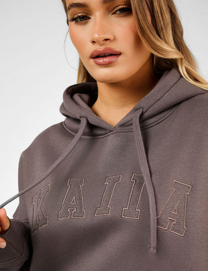 Kaiia Slogan Oversized Hoodie Mink