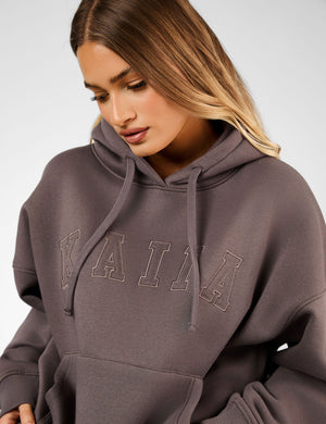 Kaiia Slogan Oversized Hoodie Mink