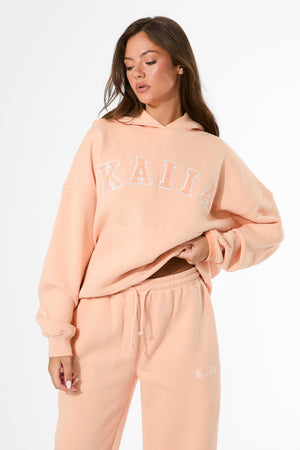 Kaiia Slogan Oversized Hoodie Tangerine