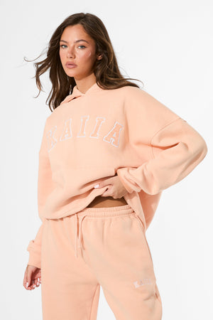 Kaiia Slogan Oversized Hoodie Tangerine