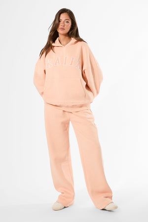 Kaiia Slogan Oversized Hoodie Tangerine