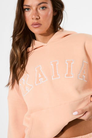 Kaiia Slogan Oversized Hoodie Tangerine