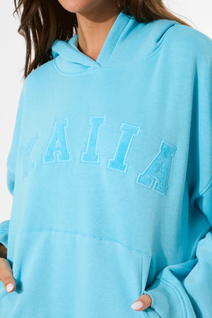 Kaiia Slogan Oversized Hoodie Pool Blue