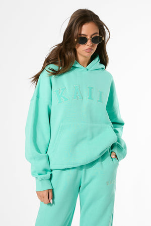 Kaiia Slogan Oversized Hoodie Spearmint