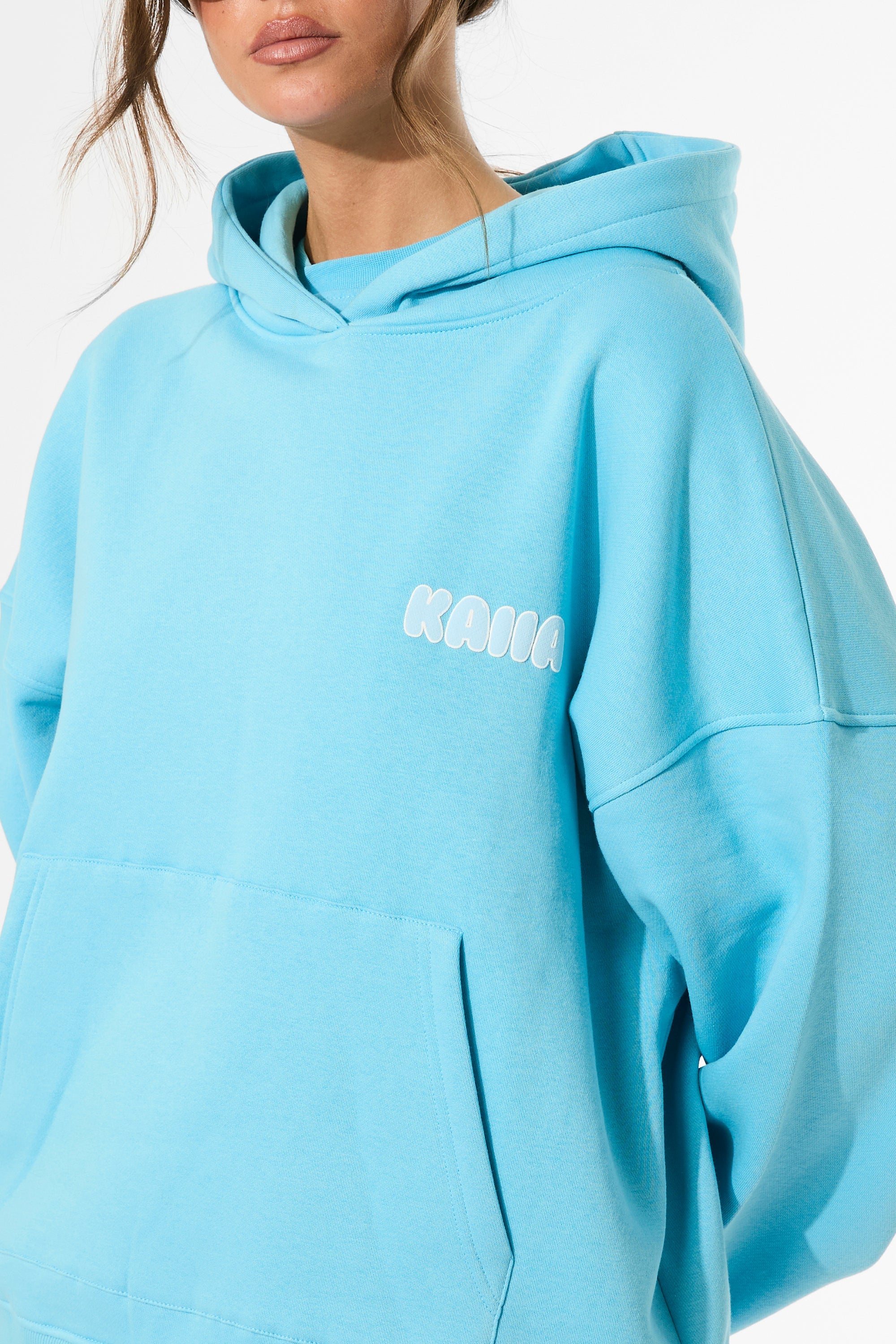 Kaiia Bubble Graphic Oversized Hoodie Pool Blue