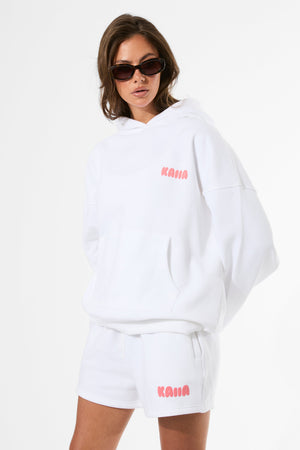 Kaiia Bubble Graphic Oversized Hoodie Vanilla & Coral