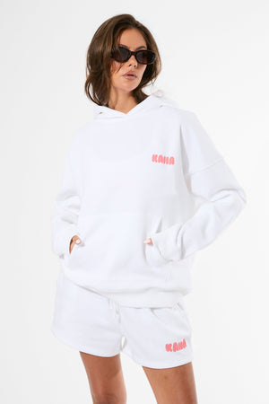 Kaiia Bubble Graphic Oversized Hoodie Vanilla & Coral