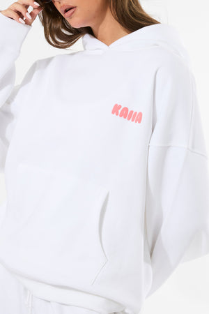 Kaiia Bubble Graphic Oversized Hoodie Vanilla & Coral