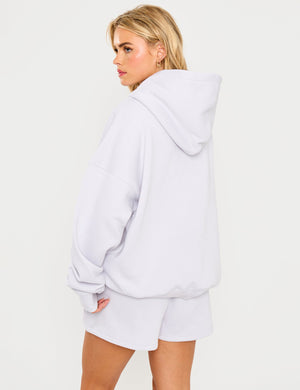 Kaiia Slogan Oversized Hoodie Grey Lilac
