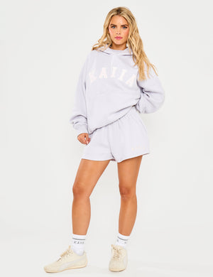 Kaiia Slogan Oversized Hoodie Grey Lilac