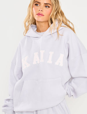 Kaiia Slogan Oversized Hoodie Grey Lilac