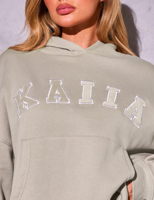 Kaiia Slogan Oversized Hoodie Stone