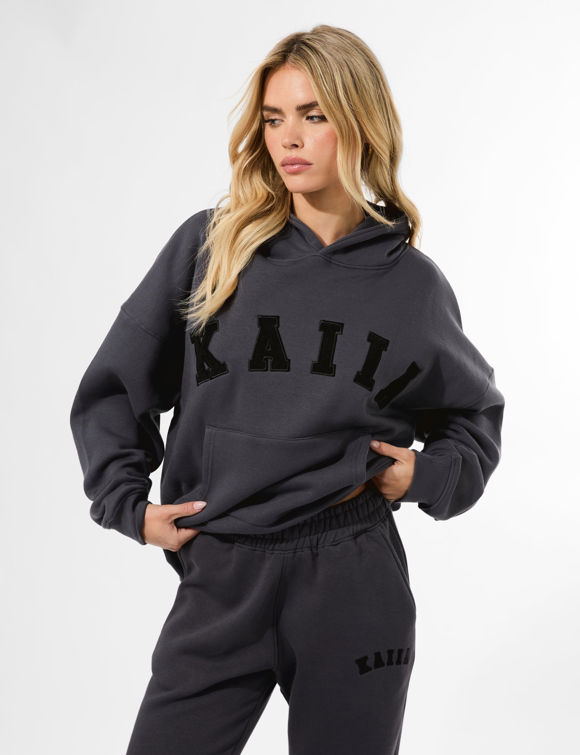 祝開店！大放出セール開催中 Kaiia Slogan US Desire Public | Grey Dark Hoodie Oversized トップス