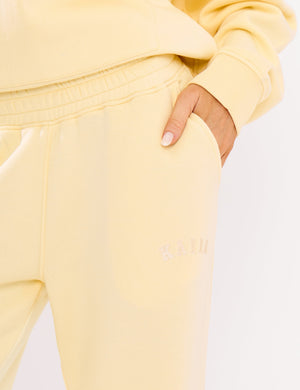 Kaiia Logo Flared Wide Leg Joggers Lemon