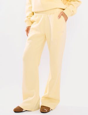 Kaiia Logo Flared Wide Leg Joggers Lemon