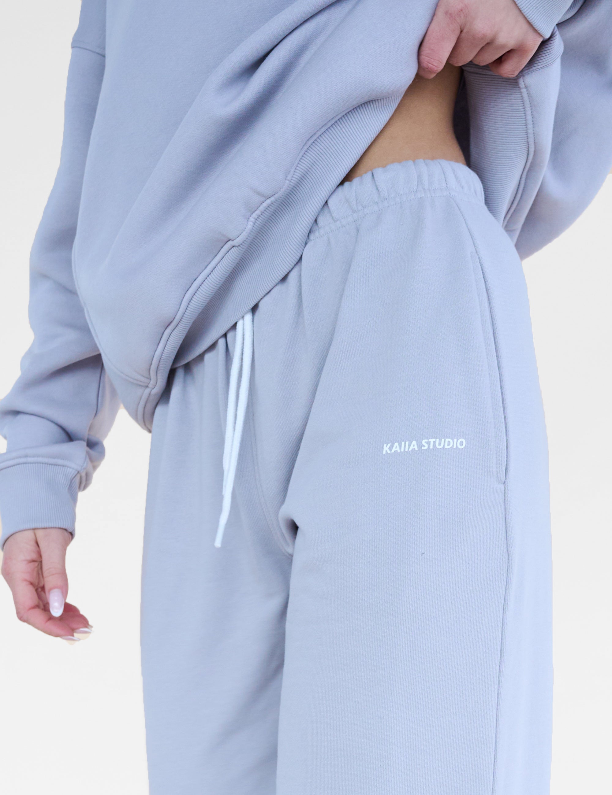 Kaiia Studio Baggy Wide Leg Sweat Pants Grey | Public Desire