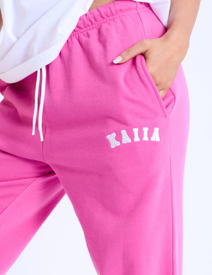 Kaiia Logo Cuffed Joggers Hot Pink