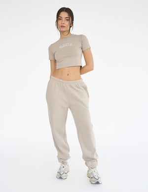 Kaiia Logo Cuffed Joggers Stone