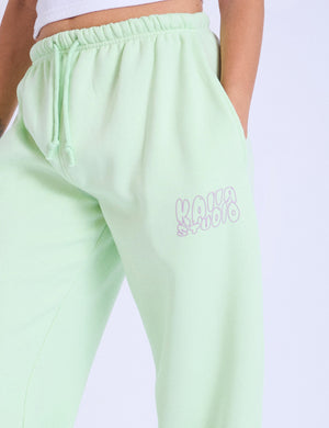 Kaiia Studio Bubble Logo Wide Leg Joggers Lime & Lilac