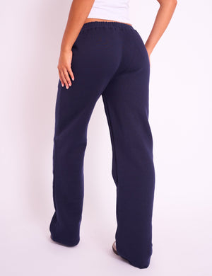 Kaiia Logo Wide Leg Sweat Pants Navy