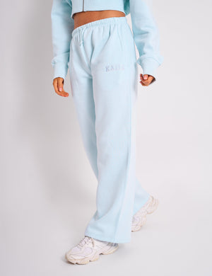 Kaiia Logo Wide Leg Joggers Light Blue