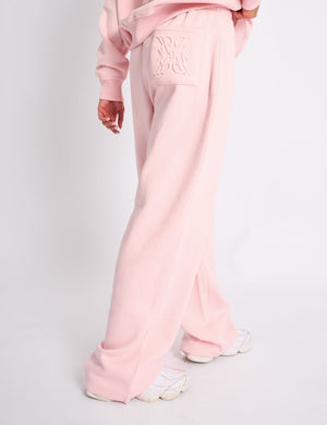 Kaiia Embossed Wide Leg Joggers Pale Pink