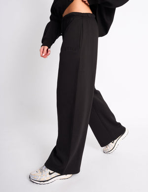 Kaiia Logo Wide Leg Joggers Black