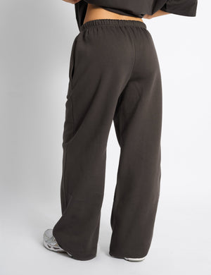 Kaiia Logo Wide Leg Joggers Chocolate