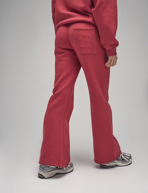 Kaiia Script Logo Wide Leg Joggers Red