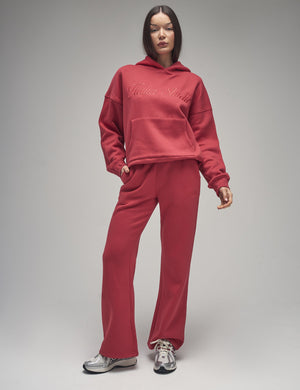 Kaiia Script Logo Wide Leg Joggers Red