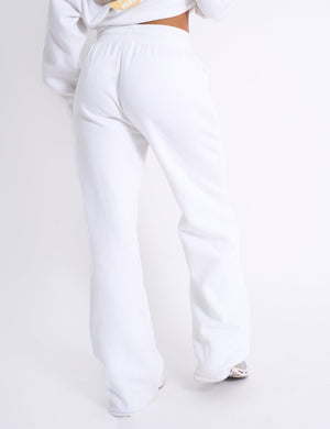 Kaiia Love Heart Graphic Ribbed Waistband Joggers White