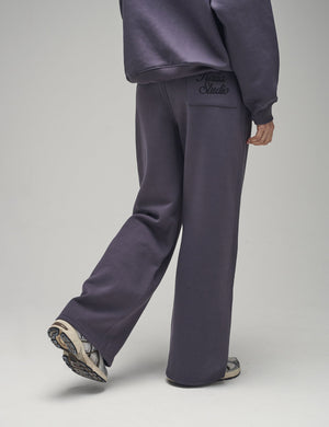 Kaiia Studio Script Logo Wide Leg Joggers Dark Grey