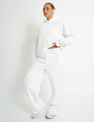 Kaiia Embossed Wide Leg Joggers White