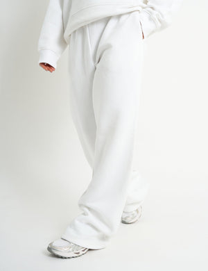 Kaiia Embossed Wide Leg Joggers White