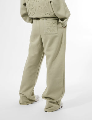 Kaiia Embossed Wide Leg Joggers Light Sage