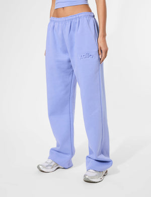 Kaiia Embossed Logo Wide Leg Joggers Cornflower Blue