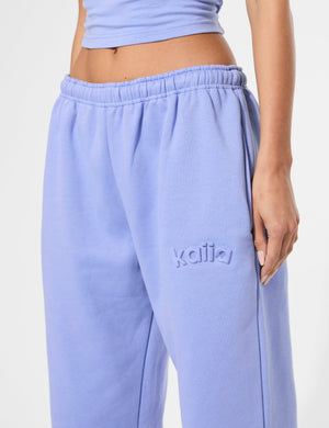 Kaiia Embossed Logo Wide Leg Joggers Cornflower Blue