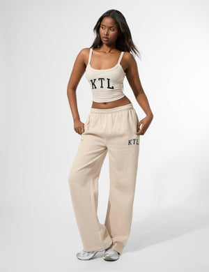 Kaiia KTL Logo Wide Leg Joggers Truffle