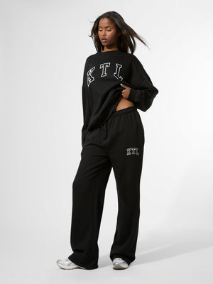 Kaiia KTL Logo Wide Leg Joggers Black