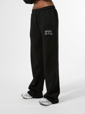 Kaiia KTL Logo Wide Leg Joggers Black