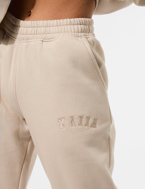 Kaiia Logo Wide Leg Joggers Truffle