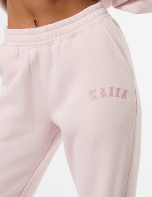 Kaiia Logo Wide Leg Joggers Pink Chai