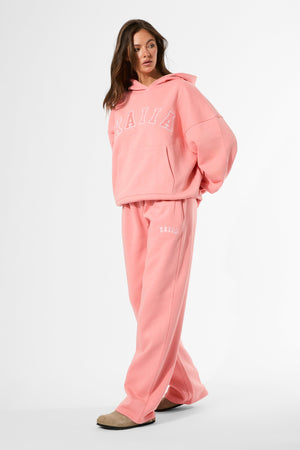 Kaiia Logo Wide Leg Joggers Bright Coral