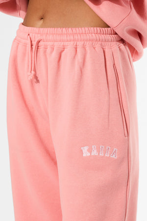 Kaiia Logo Wide Leg Joggers Bright Coral