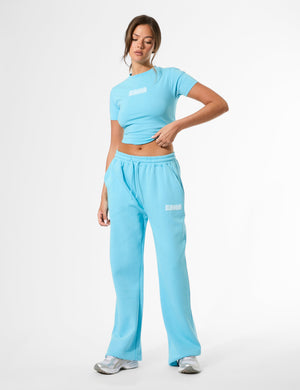 Kaiia Bubble Graphic Wide Leg Joggers Pool Blue