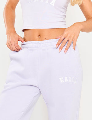 Kaiia Slogan Wide Leg Joggers Dusty Lilac