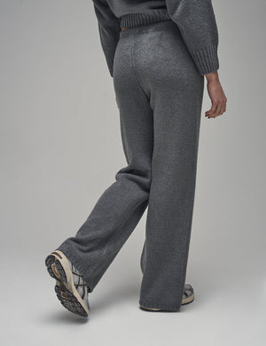 Kaiia Knit Wide Leg Trousers Charcoal