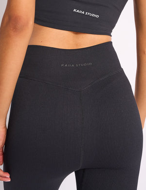 Kaiia Premium Ribbed Legging Black