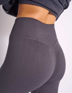 Kaiia Premium Ribbed Legging Dark Grey